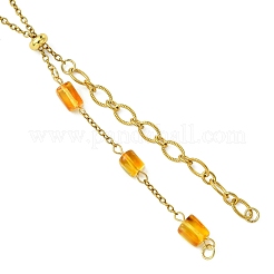 Natural Amber Beads & 304 Stainless Steel Oval Link Chain Slider Bracelet Making&nbsp;AJEW-JB01609