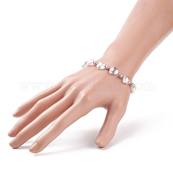 女性のためのガラスのハート ビーズ ストレッチ ブレスレット  ミックスカラー  内径：1-7/8インチ（4.8cm）&nbsp;BJEW-JB08517