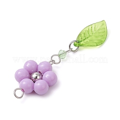 アクリルと304ステンレス鋼の大きなペンダント  花  ステンレス鋼色  52x16x6mm  穴：3mm&nbsp;PALLOY-JF04512-02