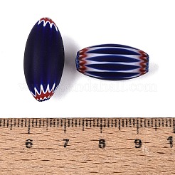 手作りのミルフィオリガラス樽ビーズ  シェブロンビーズ  シングルフラワーデザイン  プルシアンブルー  17~25x9~12mm  穴：0.5~3.5mm&nbsp;LS-LA-N002-37A