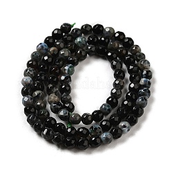 Faceted Natural Fire Crackle Agate Beads Strands&nbsp;G-F447-4mm-A18-01