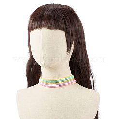 女性用7色ラウンドアクリルビーズネックレス7個  女性のための積み重ね可能なサマージュエリー  ミックスカラー  15.94インチ（40.5cm）  ビーズ：4mm  1pc /カラー&nbsp;NJEW-JN03864