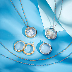 DIY Blank Dome 304 Stainless Steel Locket Pendant Necklace Making Kit&nbsp;STAS-DR0001-03