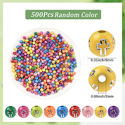 500個メッキアクリルビーズ  シルバーライン入り  クロスの丸  ミックスカラー  8mm  穴：2mm&nbsp;PACR-SP0001-09B