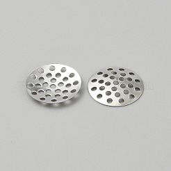 鉄の指輪 ブローチ ふるい 金具  穴あきディスクのセッティング  フラットラウンド  プラチナ  14x1.5mm&nbsp;IFIN-WH0065-62A-P