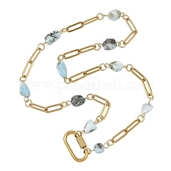 Natural Mixed Stone Nuggets Beaded Chain Necklaces&nbsp;NJEW-JN06508