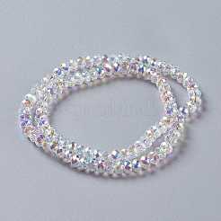 ガラス模造オーストリアクリスタルビーズ  ファセットロンデル  クリアAB  6x4mm  穴：1.2mm&nbsp;GLAA-F108-05A