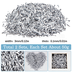 プラスチックシュレッドフィラー2セット  ギフトラッピングとイースターバスケットの充填用  銀  3x0.1mm  50 G /セッティング&nbsp;DIY-SP0002-23C
