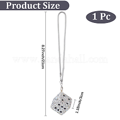 1Pc Dice Metal Rhinestone Car Pendant Decorations&nbsp;HJEW-CN0001-45A