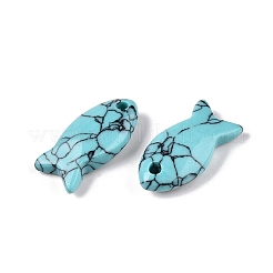 合成ターコイズペンダント  魚のチャーム  23.5~24.5x12x5~6mm  穴：2mm&nbsp;X-G-N342-106K