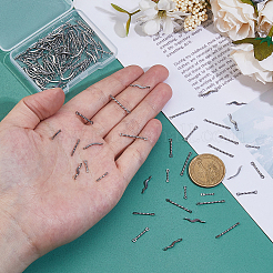 150個 5スタイル 304ステンレススチールコネクタチャーム  ツイストバー  ステンレス鋼色  10~20x2x1~3mm  穴：1~1.2mm  30個/スタイル&nbsp;STAS-DC0016-22