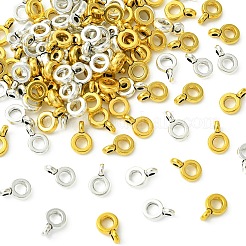 チベット風ハンガー 100色2個  保釈ビーズ  鉛フリー及びカドミウムフリー  ロンデル  アンティークシルバー＆アンティーク金色  6.5x2mm  穴：2mm  内径：3mm  50個/カラー&nbsp;FIND-YW0008-59