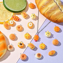 24本12スタイルレジンペンダント  プラチナメッキの鉄製アイループ付き  食品モデル 混合形状  ミックスカラー  22~27.5x13.5~20x8.5~14mm  穴：2mm  2個/スタイル&nbsp;RESI-CJ0003-99