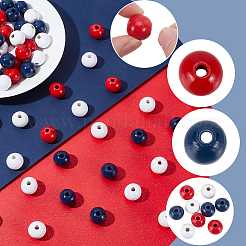 100Pcs 3 Colors Spray Painted Round Natural Schima Wood Beads&nbsp;WOOD-SP0001-95