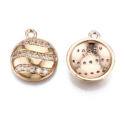 Brass Micro Pave Clear Cubic Zirconia Pendants&nbsp;KK-S359-138-RS