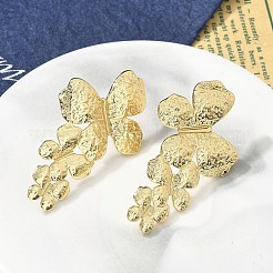 イオンプレーティング（IP）304ステンレススチール製スタッドピアス（女性用）  蝶  ゴールドカラー  47x28mm&nbsp;EJEW-A119-17G