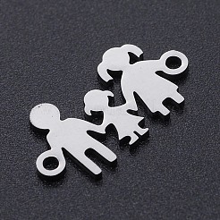 変色しない201ステンレス鋼リンクコネクター  人間  家族  ステンレス鋼色  10x19x1mm  穴：1.4mm&nbsp;STAS-N090-T877-1