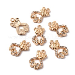 合金クリスタルラインストーンペンダント  クマのチャーム  ゴールドカラー  20x13x2.5mm  穴：1.8mm&nbsp;ALRI-WH0008-20