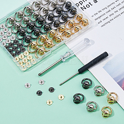 48セット3色の亜鉛合金と鉄のボールスタッドリベット  プルリングリベット  電話ケース diy  DIYレザークラフト  ハンドバッグ  財布アクセサリー  ミックスカラー  18x14.5x9.5mm  1セット/カラー&nbsp;FIND-FH0011-81