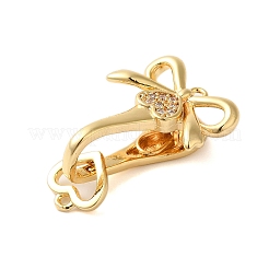 Brass Micro Pave Clear Cubic Zirconia Fold Over Clasps&nbsp;KK-S382-03G