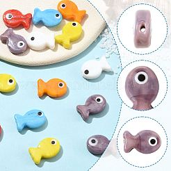 6個6色手作りランプワークビーズ  魚  ミックスカラー  20~21x13~14x4.5~6mm  穴：1.2~1.8mm  1pc /カラー&nbsp;LAMP-FS0001-82
