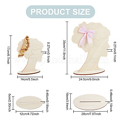 2 Sizes Hair Bun Girl Wooden Head Child Silhouette Stands&nbsp;ODIS-WH0030-15B