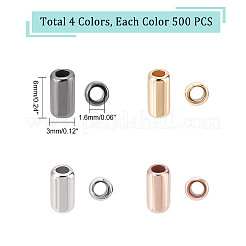 2000個 4色 ABSプラスチックビーズ  ブレスレット ネックレス用  洋服アクセサリー  コラム  ミックスカラー  6x3mm  穴：1.6mm  500個/カラー&nbsp;KY-DC0001-07