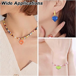 40個 4スタイル ベーキングペイント アクリルパーツ  ハートチャーム  ミックスカラー  12~19x15~17x4~8mm  穴：1.5~3mm  10個/スタイル&nbsp;OACR-YW0004-48