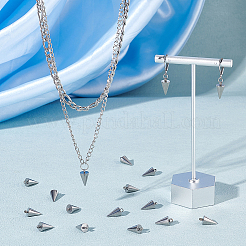 304ステンレスペンダント  スパイク/コーン  ステンレス鋼色  13.5x7mm  穴：2mm  40個/箱&nbsp;STAS-UN0047-23B