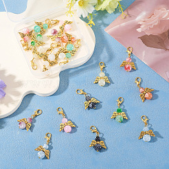 20Pcs 10 Colors Glass Bead with Alloy Pendant Decorations&nbsp;HJEW-TAC0110