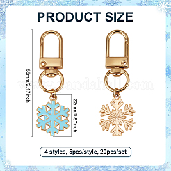 20Pcs 4 Styles Snowflake Alloy Enamel Pendant Decorations&nbsp;HJEW-PH02073