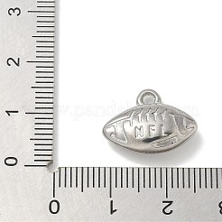 変色防止304ステンレススチールペンダント  ラグビーチャーム  ステンレス鋼色  13x17x5.5mm  穴：1.8mm&nbsp;STAS-Q334-09P