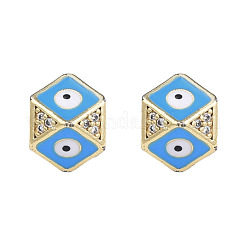 Brass Micro Pave Clear Cubic Zirconia Octagon European Bead with Enamel&nbsp;KK-N227-91B