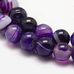 Natural Striped Agate/Banded Agate Bead Strands&nbsp;X-G-K166-13-6mm-04