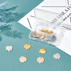 30個3色真鍮ペンダント  空白タグのスタンプ  チューリップの花  ミックスカラー  17.5x16x1mm  穴：1mm&nbsp;KK-BC0001-77