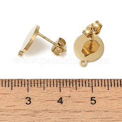 イオンプレーティング（IP）304ステンレススチールスタッドピアス金具  フラットラウンド  ゴールドカラー  11.5x9.5mm  穴：1.2mm  ピン：0.7x11mm&nbsp;STAS-I206-08G