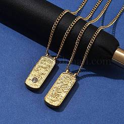 304 Stainless Steel Rectangle Number Pendant Necklaces&nbsp;NJEW-D300-01G-05