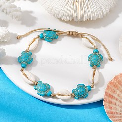 Natural Shell & Synthetic Turquoise Braided Bead Bracelets&nbsp;AJEW-AN00562-02