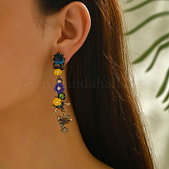 Alloy & Resin & Rhinestone Bird with Flower Stud Dangle Earrings for Women&nbsp;WG2278B-01