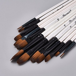 ウッドハンドルペイントブラシセット  水彩画油絵用  ホワイト  17.5~22.3x0.48~0.93cm  12個/セット&nbsp;TOOL-L006-07