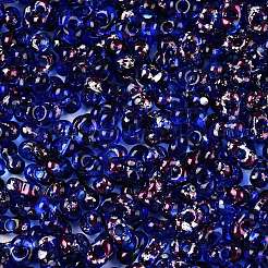 ピカソのスプレー塗装ガラスシードビーズ  ピーナッツ  ダークブルー  6x4x3mm  穴：1.2mm  約4000個/ポンド&nbsp;SEED-T006-04-8
