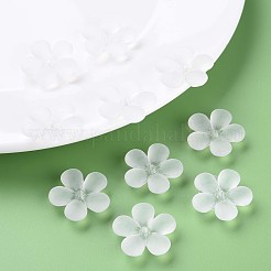 透明なアクリルビーズ  艶消し  花  ホワイト  22x23x6.5mm  穴：1.6mm  約378個/500g&nbsp;MACR-S373-116-D01