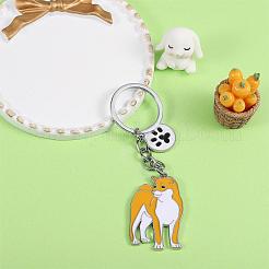 Wewaysmile 犬用キーホルダー 車用キーホルダー ペット用ペンダント キーリング 可愛い犬用キーリング ポータブル メタルキーホルダー ペット愛好家へのギフト 誕生日 子犬テーマ パーティー用品 (秋田犬)  プラチナ  11.05x2.9cm&nbsp;JX804A