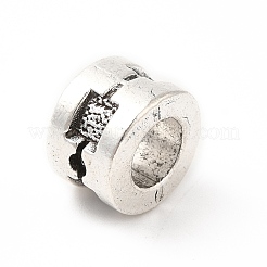 チベット風合金ヨーロピアンビーズ  大穴ビーズ  コラム  アンティークシルバー  10x7mm  穴：5.6mm  約200個/500g&nbsp;PALLOY-P293-141AS