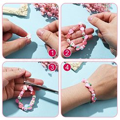 DIYジュエリー作りの発見キット  ポリマー粘土と ABS プラスチック模造パールビーズを含む  ハート＆フラワー＆スター＆リンゴ＆レインボー  ピンク&nbsp;DIY-YW0007-81