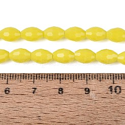 オペークソリッドカラーガラスビーズ連売り  ライス  多面カット  シャンパンイエロー  8~9x5~6mm  穴：0.9~1mm  約67~68個/連  22.83~23.62インチ（58~60cm）&nbsp;GLAA-N071-01A-C03