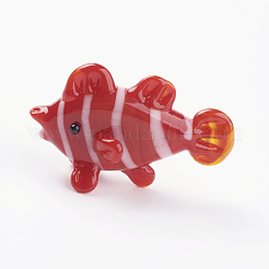 インテリアオーナメントパーツ  手作りランプワーク表示の装飾  魚  レッド  29x13x18mm&nbsp;LAMP-J084-57