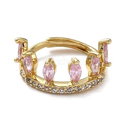 Cubic Zirconia Crown Adjustable Rings&nbsp;RJEW-Q777-10G-02
