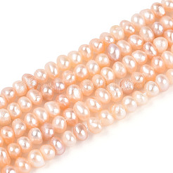 天然養殖淡水パールビーズ連売り  フラットラウンド  桃パフ  2~3x2.5~4.5x2.5~4.5mm  穴：0.5mm  約67~77個/連  6.69~7.09インチ（17~18cm）&nbsp;PEAR-N025-01C