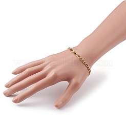女性用 304 ステンレス フィガロ チェーン  カーブチェーンブレスレット  カニカン付き  ゴールドカラー  7-1/2インチ（19cm）&nbsp;BJEW-JB05840-01